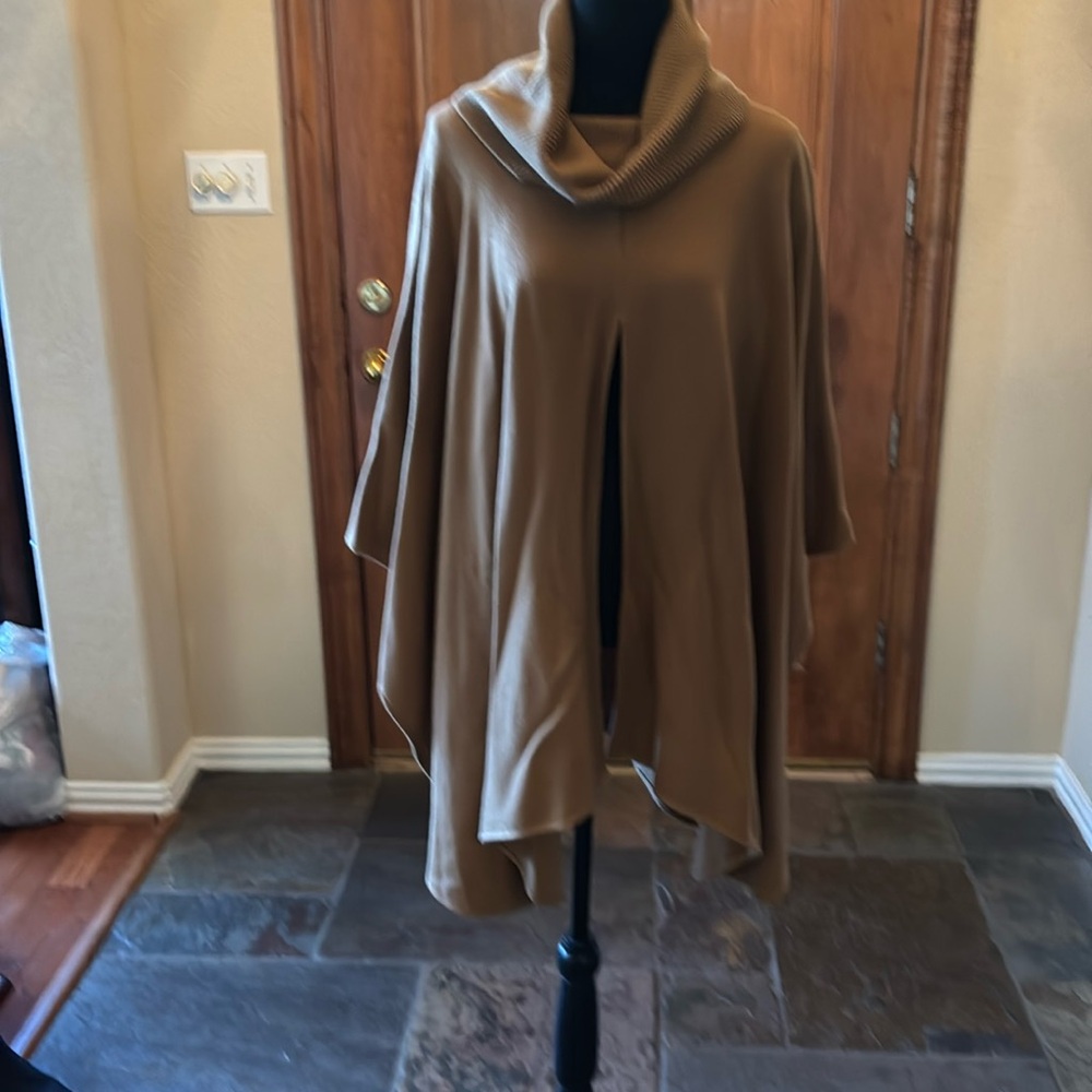 Fabulous camel colored cowl neck cape by Shannie Girl. One size fits most.
